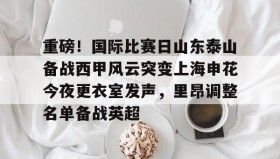亚博体育平台-包含重磅！国际比赛日山东泰山备战西甲风云突变上海申花今夜更衣室发声，里昂调整名单备战英超的词条